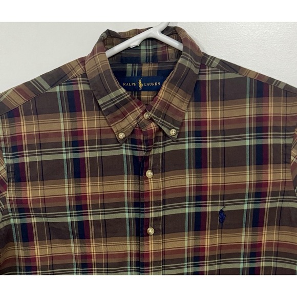 Ralph Lauren Other - Men's RALPH LAUREN Earth Tones Plaid Button Up Long Sleeve Brushed Shirt Sz LG